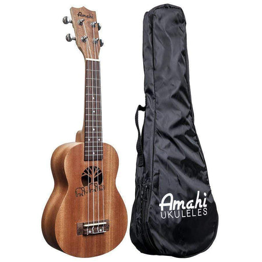 Amahi UK130S ''Elephant'' Mahogany Ukulele with Case, Soprano-Dirt Cheep