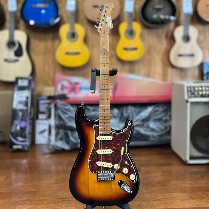 JET Guitars JS-300 SB Solidbody Strat-style - Sunburst, Roasted Maple Neck