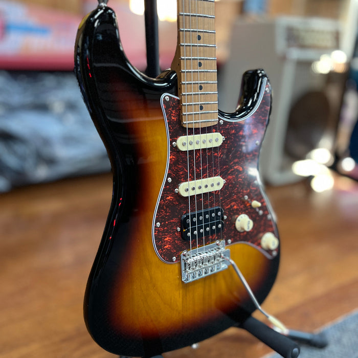 JET Guitars JS-400 SB Solidbody Strat-Style Guitar - Sunburst HSS, Roasted Maple Neck