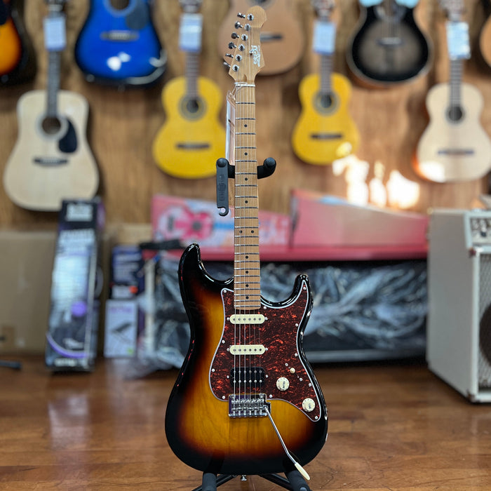 JET Guitars JS-400 SB Solidbody Strat-Style Guitar - Sunburst HSS, Roasted Maple Neck