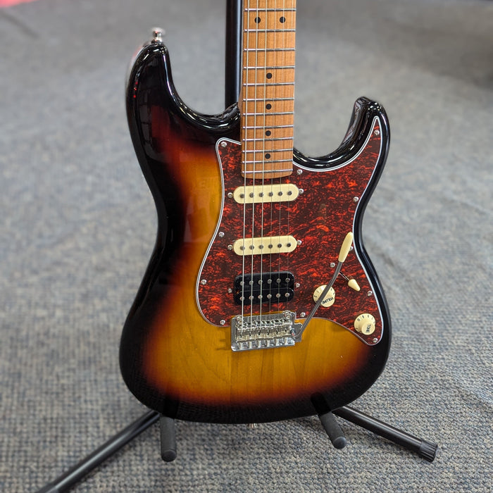 JET Guitars JS-400 SB Solidbody Strat-Style Guitar - Sunburst HSS, Roasted Maple Neck