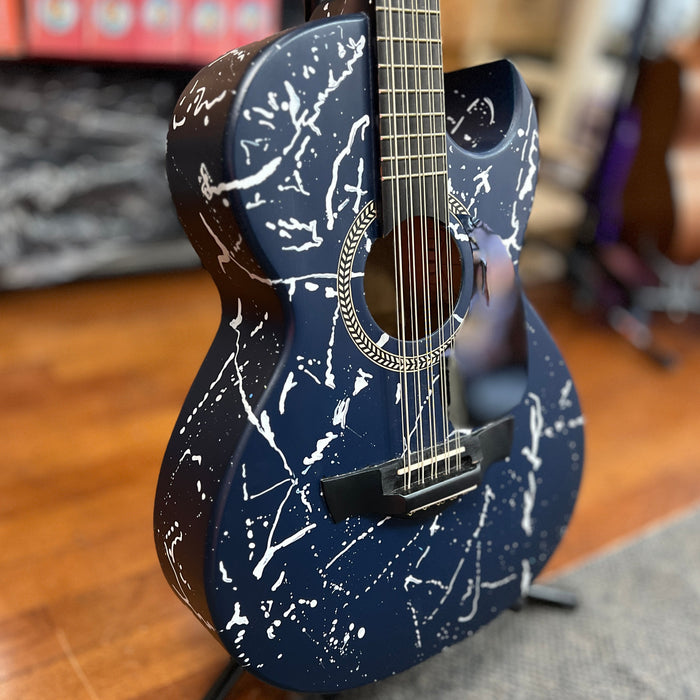 Luis Nunez LN-BQ-BGS Mexican Bajo Quinto, Blue Galaxy Splatter w/ Bag