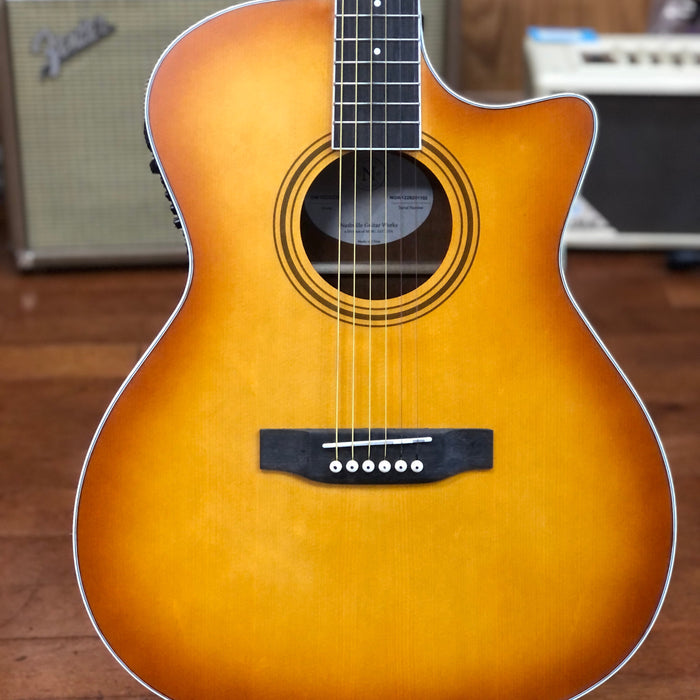 Nashville Guitar Works OM10CEEB Acoustic Electric Guitar - Orchestra Body, Edgeburst Finish