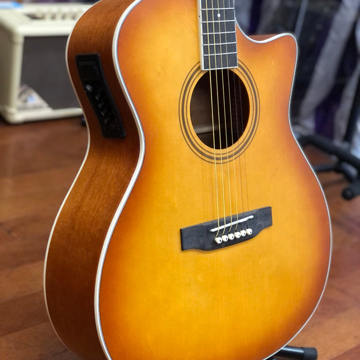 Nashville Guitar Works OM10CEEB Acoustic Electric Guitar - Orchestra Body, Edgeburst Finish