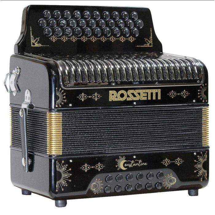 Rossetti Constantine 31 Button Professional Button Accordion, FBE, Black and Gold