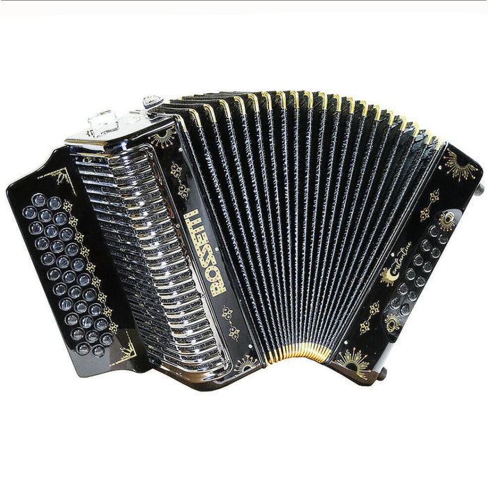 Rossetti Constantine 31 Button Professional Button Accordion, FBE, Black and Gold