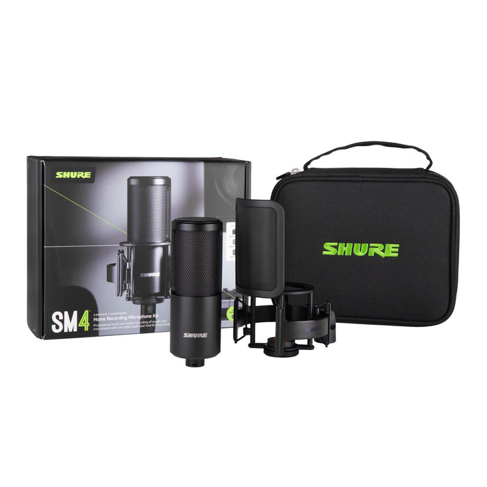 Shure SM4-K-KIT SM4 Large Diaphragm Condenser Microphone Kit w/ Shock Mount, Pop Filter, and Carrying Case