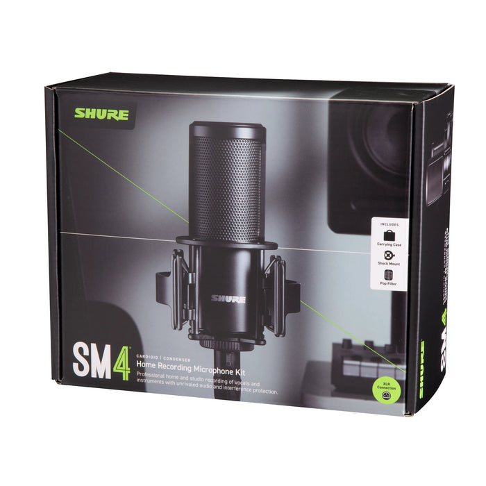 Shure SM4-K-KIT SM4 Large Diaphragm Condenser Microphone Kit w/ Shock Mount, Pop Filter, and Carrying Case