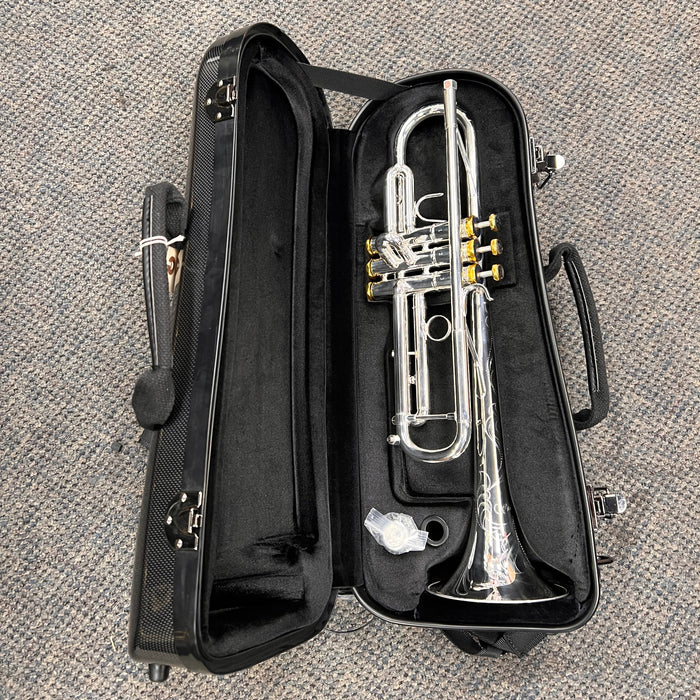 Strauss Imperial 99X Professional Trumpet Outfit, Silver, Reverse Leadpipe