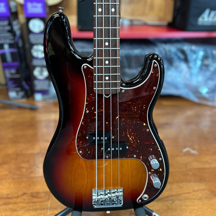 USED 2015 Fender American Standard Precision Electric Bass, Rosewood, 3 Tone Sunburst w/ Hard Case