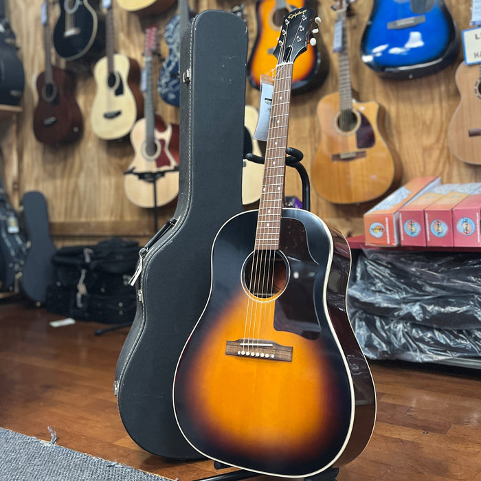 USED Epiphone Inspired By Gibson J-45 in Aged Vintage Sunburst Gloss Acoustic Guitar W/Case