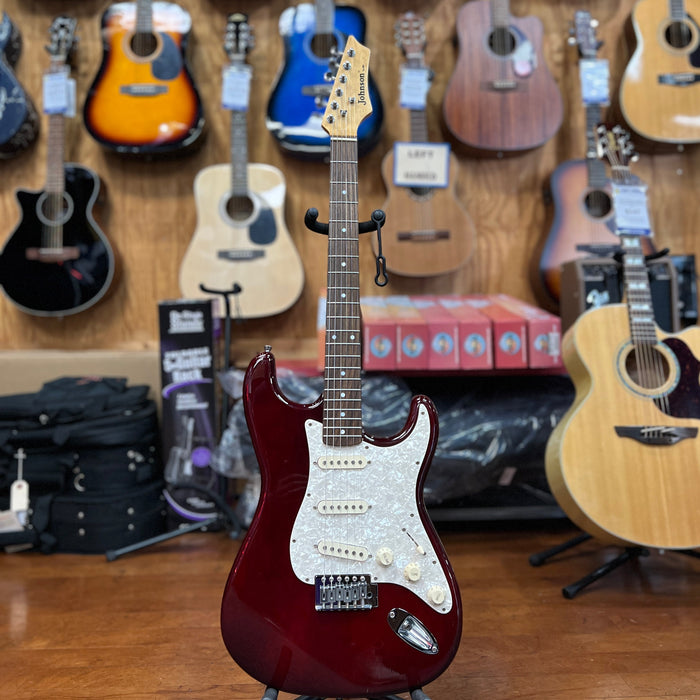 USED Johnson By AXL Strat-Style Electric Guitar, Wine Red