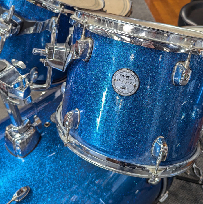 USED Mapex Horizon Series 6-Piece Drum Kit w/ Hardware & Bags, Blue Sparkle