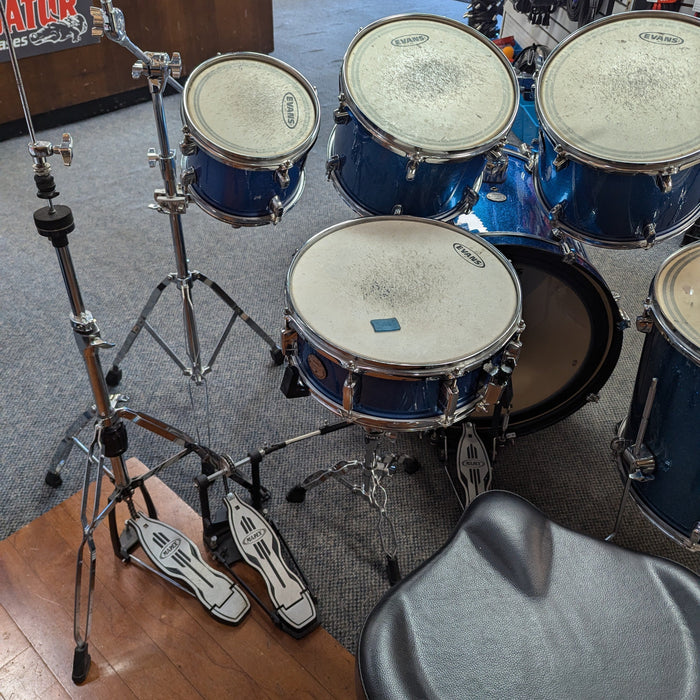 USED Mapex Horizon Series 6-Piece Drum Kit w/ Hardware & Bags, Blue Sparkle