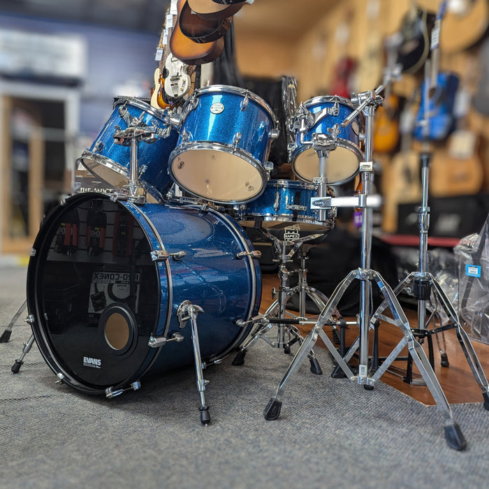 USED Mapex Horizon Series 6-Piece Drum Kit w/ Hardware & Bags, Blue Sparkle