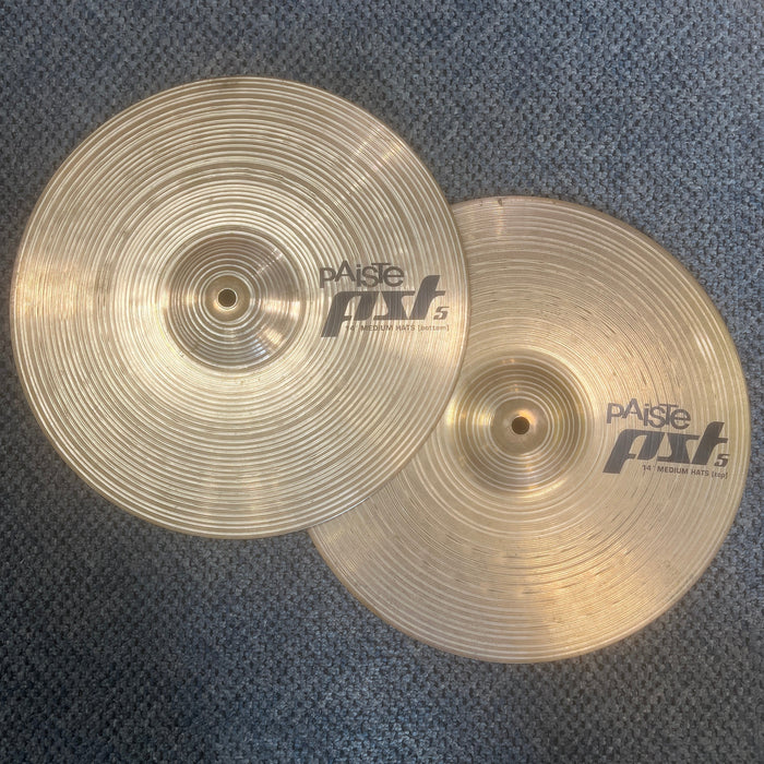 USED Paiste PST 5 Medium Hihat Pair 14 in.