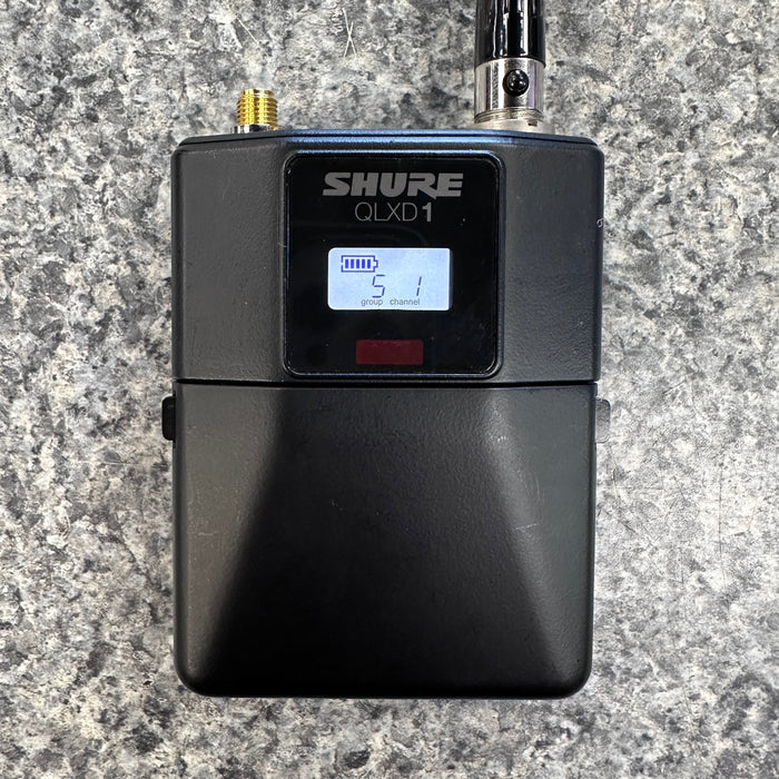 USED Shure QLXD1 Digital Wireless Bodypack Transmitter (G50: 470 to 534 MHz) with Lapel Microphone