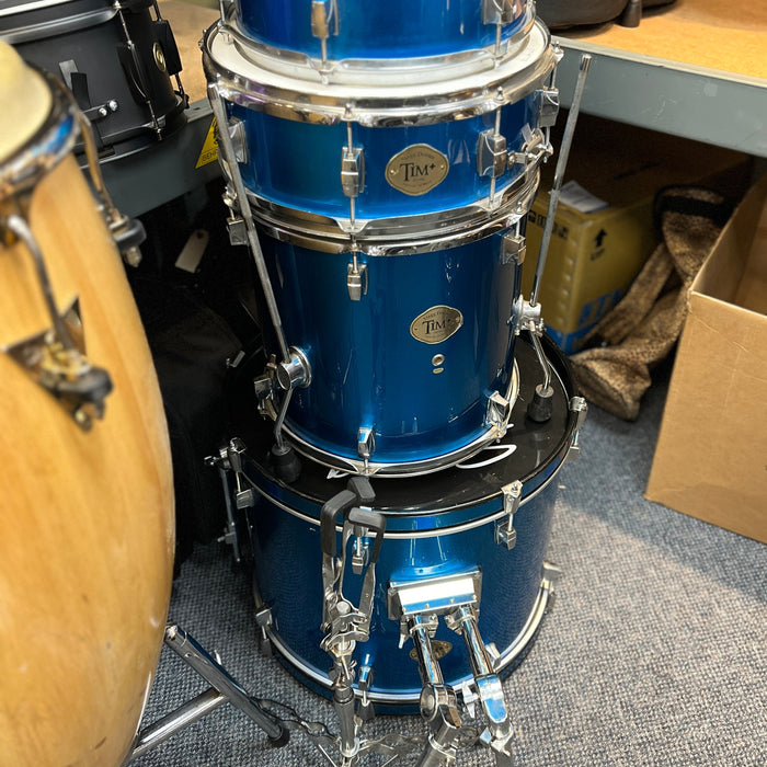 USED Stagg TIM+ 5 Piece Acoustic Drum Kit shell pack, Blue Sparkle