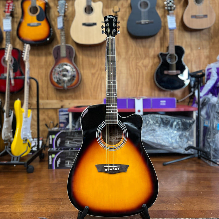 USED Washburn WA90CE Dreadnought Acoustic-Electric Guitar Vintage, Tobacco Sunburst