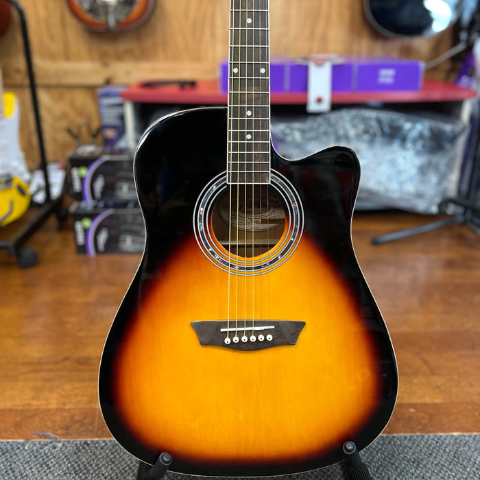 USED Washburn WA90CE Dreadnought Acoustic-Electric Guitar Vintage, Tobacco Sunburst