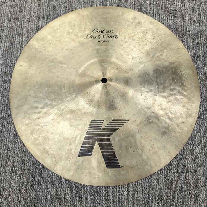 USED Zildjian K Custom Dark Crash Cymbal 18"