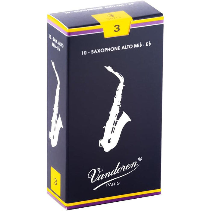 Vandoren SR213 Alto Sax Traditional Reeds Strength 3; Box of 10