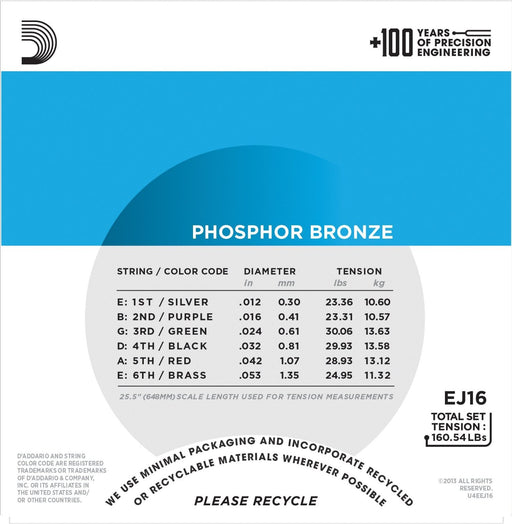 D'Addario EJ16 Phosphor Bronze Acoustic Guitar Strings, Light-Dirt Cheep