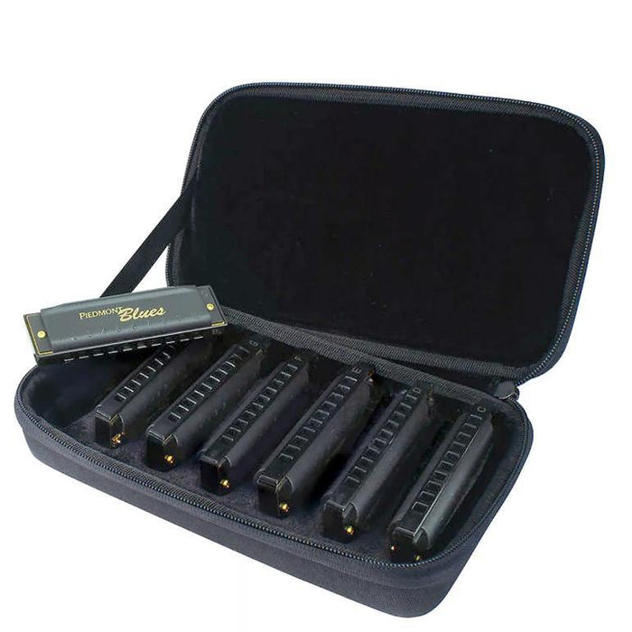 Hohner Piedmont Blues - Diatonic Harmonica - 10 Hole - 7 Pack Key A,Bb,C,D,E,F,G-Dirt Cheep